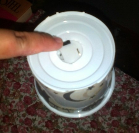 Recycled Noodle Cup Lamp - switch is accessible