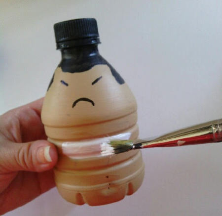 Sumo Wrestler Salt and Pepper Shakers - painting Mawashi white on other bottle
