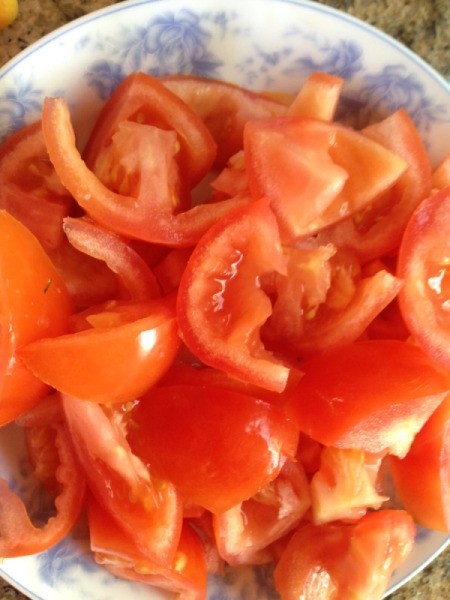 chopped tomatoes in a bowl