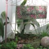 Metal Head and Footboard for Your Garden - blush headboard with sign
