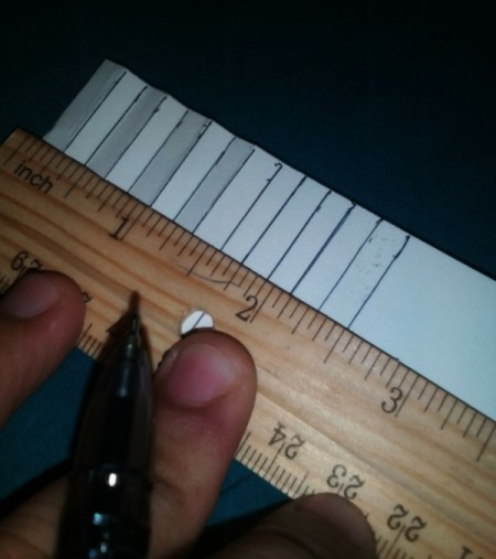 Mother's Day Surprise Greeting Card - draw lines from side to side at .5cm on the short side of the folded strip