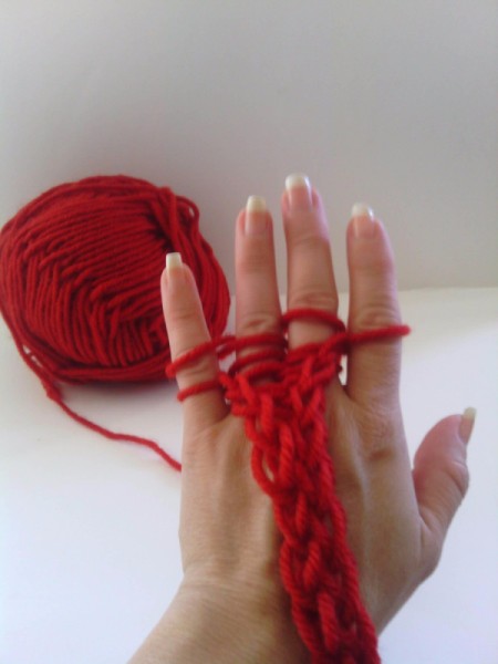 Finger Knit Headband - continuing until the desired length is reaches