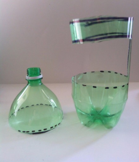 Recycled Soda Bottle Cup - getting ready to make handle