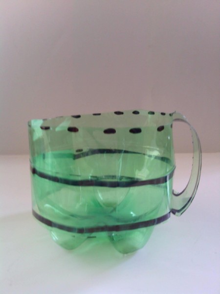 Recycled Soda Bottle Cup - fold under and pull up to create handle