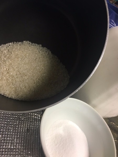 Rice in pan