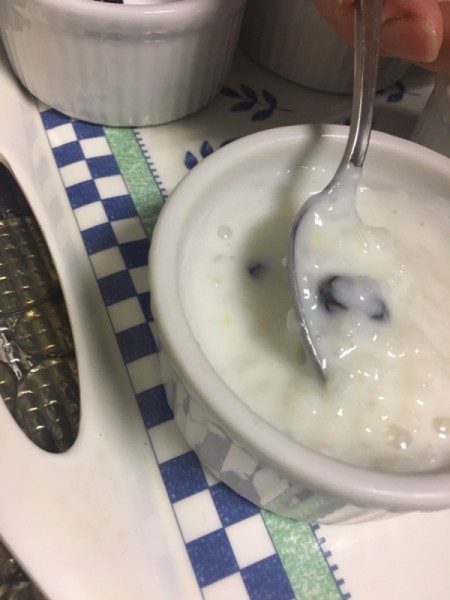 raisins mixed with Rice Pudding