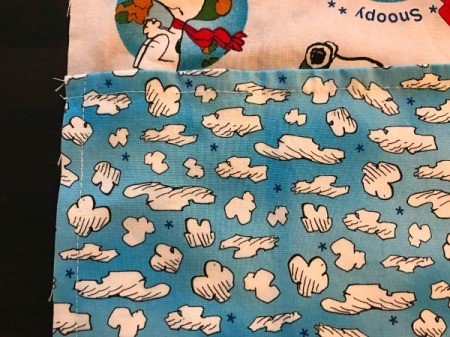 Book Pocket Pillow - machine basting along side