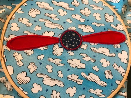 Book Pocket Pillow - different view of finished stitching