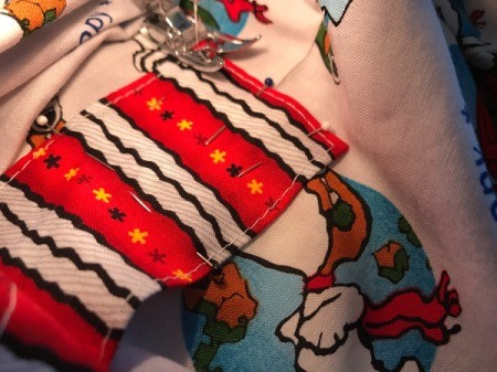 Book Pocket Pillow - Sew a square that is on top of the top stitching and across at the marked 2.5".