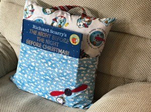 Book Pocket Pillow - finished pillow with book in pocket