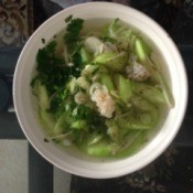 Vietnamese Sponge Gourd and Enoki Mushroom Soup in bowl