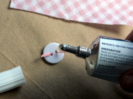 New Baby Greetings Card - apply glue to back of button and message