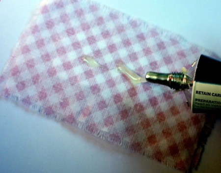 New Baby Greetings Card - apply glue to the back side, center of the fabric