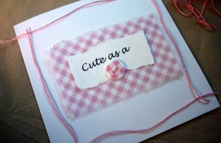 New Baby Greetings Card - cut 4 lengths of floss to fit around the card