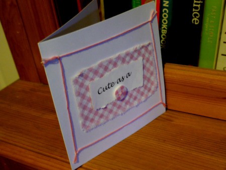 New Baby Greetings Card - glue floss in place