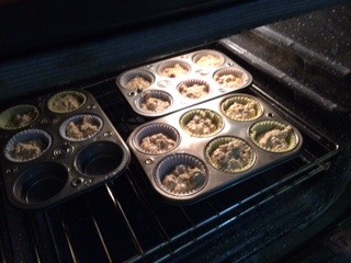 3/5 filled muffin tins before baking