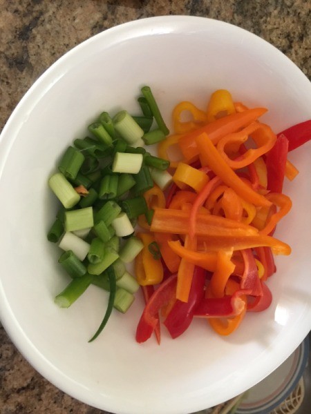 peppers and green onions chopped