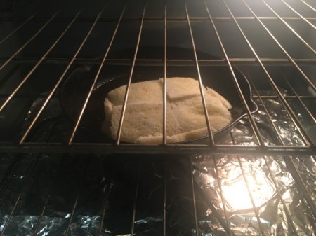 One Pan Apple Charlotte in oven