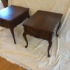 Value of Mersman End Table 66-2 - two wood end tables on a painting tarp