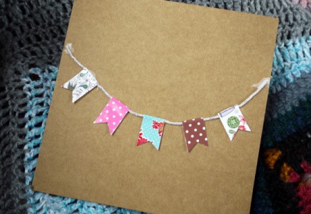 Bunting Greetings Card - flags glued down to the card face