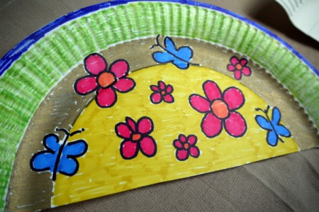 Paper Plate Fan - coloring complete