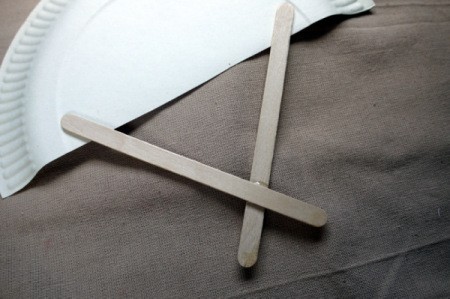 Paper Plate Fan - glue the sticks together where they cross