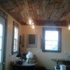 Pallet Wood Ceiling - finished with lightening and view of the room as well