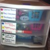 Handmade Labels for Storage Containers and Drawers  - labeled three drawer storage unit