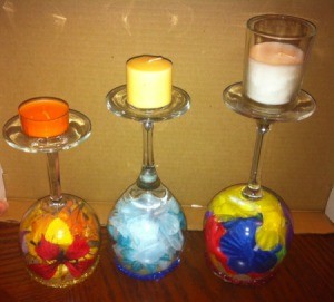Wine Glass Candle Holders - wine glass candle holders completed