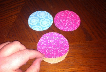 Wine Glass Candle Holders - glue scrapbook paper to cardboard circle