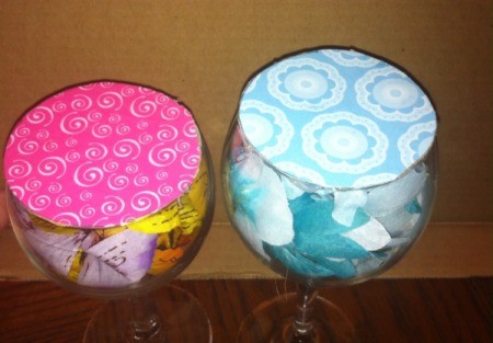 Wine Glass Candle Holders -glue paper circles to glasses