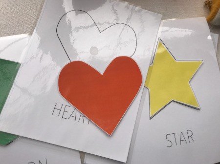 Hands-on Interactive Learning Shapes - heart and star laminated shapes
