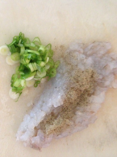 mashed shrimp and chopped green onion