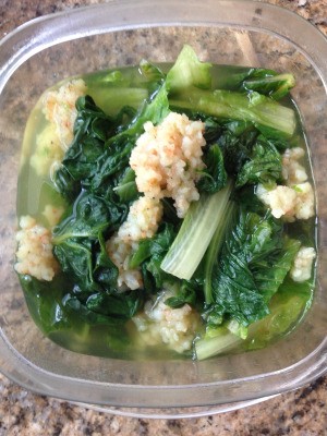 Lettuce Shrimp Soup in bowl