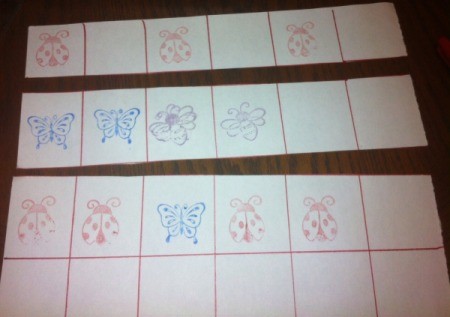 Insect Stamping Activities - begin the pattern on strips