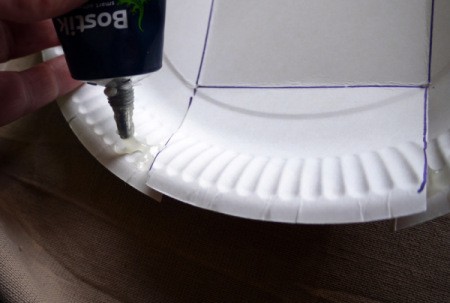 Paper Plate Cookie Gift Basket - apply glue