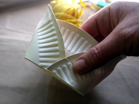 Paper Plate Cookie Gift Basket - turn up short sides and then long sides hold until glue sets