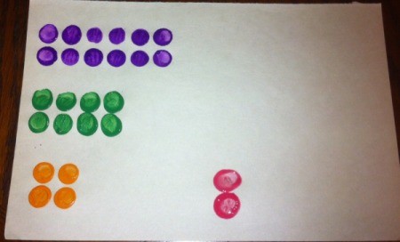 Painted Lego Math - similar set up as with addition to teach multiplication