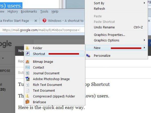 A screen from a Windows computer showing instructions for making a shortcut.