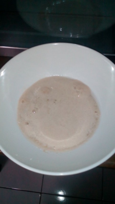 sugar, yeast and water in bowl