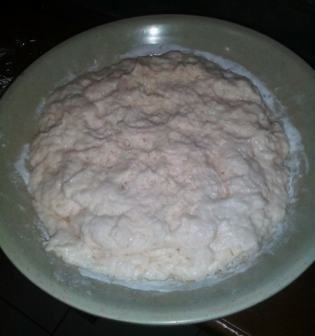 bread dough rising in bowl