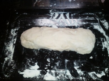 bread dough on pan