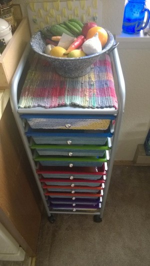 Refurbishing a Neon Drawer Unit for My Kitchen - yarn chain wrapped drawer unit