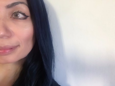 Woman with eyeliner on