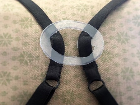 DIY Bra Strap Hider - in place on black bra straps