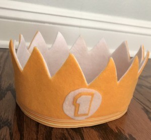 Felt Birthday Crown - yellow and white first birthday felt crown