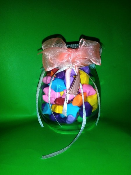 Folded Paper Stars in a Jar - done