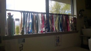 Ripped Rag Curtain - hanging in window