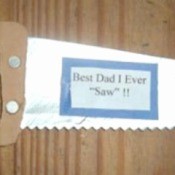 Best Dad I Ever 'Saw' magnet in the shape of a hand saw.