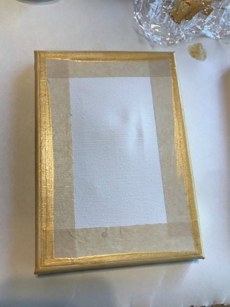 How to Mod Podge Cardstock to Canvas - paint on the outer edge of canvas in your desired color